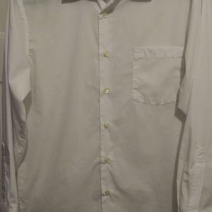 Van Heusen Men's White Long Sleeve Wrinkle Free Dress Shirt Neck 15.5 #M-11